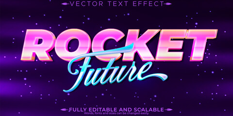 Wall Mural - Vintage 80s text effect, editable retro future and cyber space text style