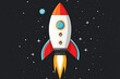 © River Girl - A rocket depicted in a flat art style, showcasing a sleek and minimalist design
