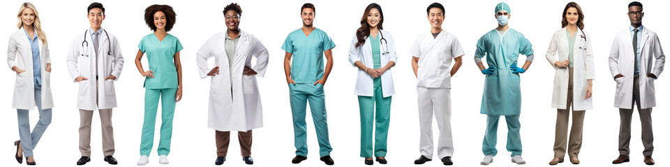 Wall Mural - Diverse medical staff png cut out element set