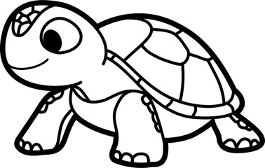 Canvas Print - Turtle coloring outline illustration vector