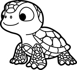 Canvas Print - Turtle coloring outline illustration vector