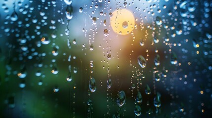 Poster - Water drops on the window natural background closeup of photo : Generative AI