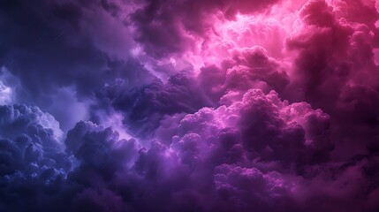 Poster - Black dark deep purple violet blue pink magenta fuchsia sky Storm rain cloud Fog smoke mist steam Gloomy night dramatic ominous sky Fantasy universe mystic Or spooky evil nightmare hor : Generative AI