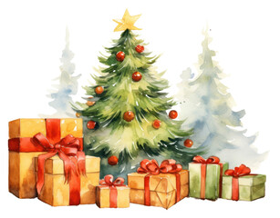 Sticker - PNG Christmas tree plant gift.