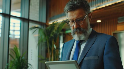 Canvas Print - The businessman with tablet.