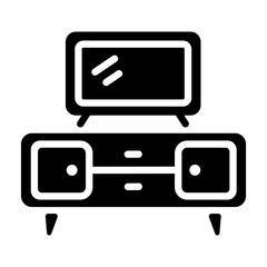 Poster - A glyph style icon of tv stand 