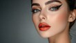 © Plaifah - Close-up of a woman with flawless makeup, showcasing perfectly blended foundation, bold eyeliner, and vibrant lipstick, highlighting her elegance and style.
