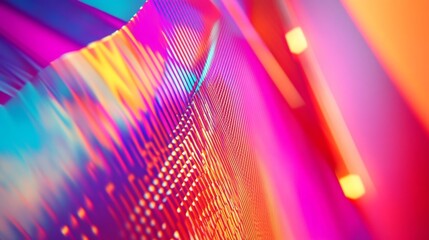 Leinwandbilder - Close-up of an abstract background with a burst of bright, neon colors and geometric patterns, creating an energetic and contemporary visual effect.
