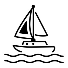 Canvas Print - An outline style icon of sailboat 