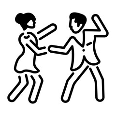 Poster - Couple doing salsa dance, line icon 