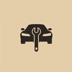 Aufkleber - A minimalist logo showing a car with a wrench integrated into its design, symbolizing automotive repair and maintenance services. Generative AI