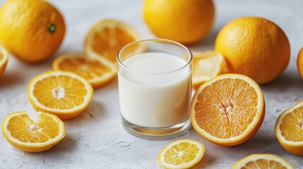 Wall Mural - Fresh oranges and lemon slices 