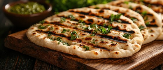 Wall Mural -  Freshly baked naan bread