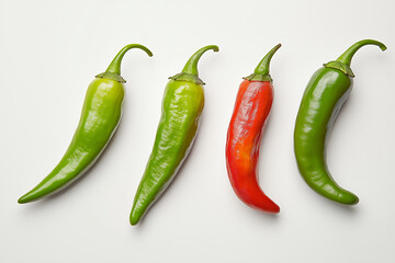 delicious green hot chili pepper on an isolated white background as a spice for spicy food