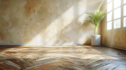 Poster - Front view insulated wall and wooden parquet floor : Generative AI