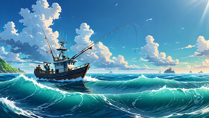 Wall Mural - boat in the sea