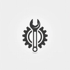 Aufkleber - A minimalist design combines a wrench and gear, symbolizing mechanical engineering and tool usage in industries and workshops. Generative AI