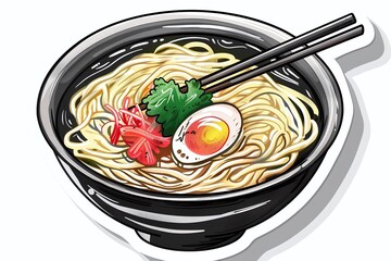 ai generative cartoon art egg noodles