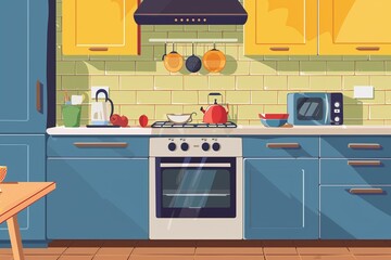 ai generative flat design kitchen interior