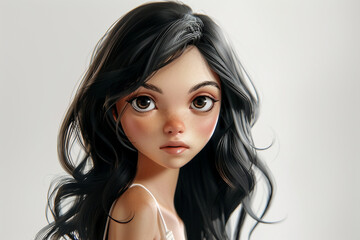 Sticker - AI generated image of beautiful female charming lady cartoon character isolated on colorful background