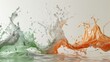 © Mian - colorful abstract liquid splashes in the colors orange, green and white forming an elegant human shape