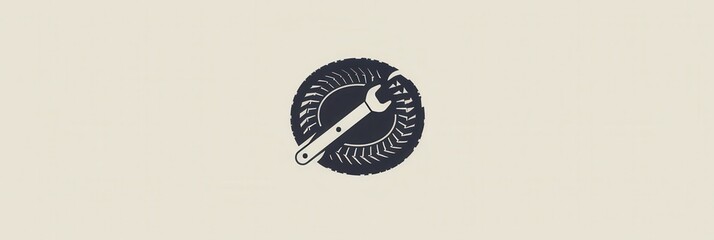 Aufkleber - A logo displays a wrench crossed with a tire, symbolizing automotive repair and maintenance services with a clean, modern style. Generative AI