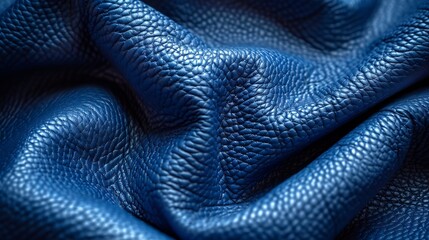 Wall Mural - Blue leather fabric texture background textile material design interior decor : Generative AI