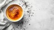 © Anastasiia K. - creme brulee. top view. stylish minimalist composition. light background, copy space
