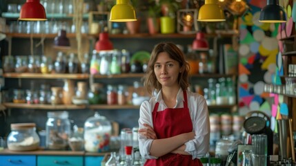 Wall Mural - The cafe barista standing