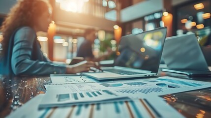 Poster - Office conversation and business people in meeting cooperation and planning with review for funding proposal Accounting broker or employees with financial advice feedback and trading p : Generative AI