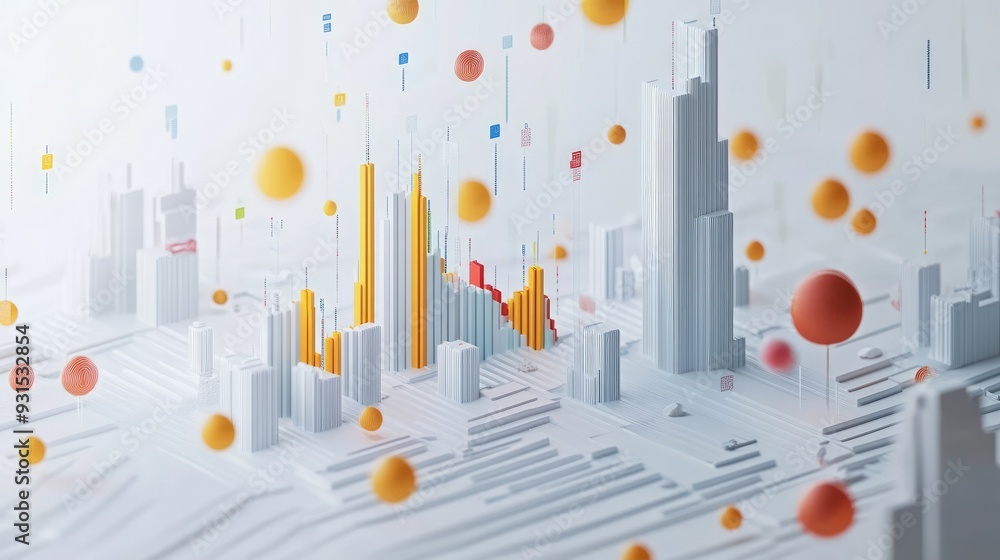 Generative AI 3D image of a rising chart with symbols for exchange ...