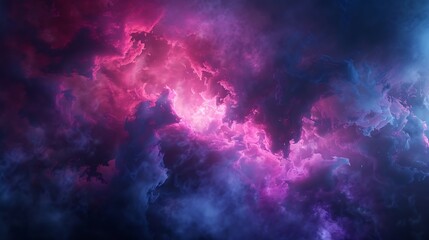 Poster - Black dark deep purple violet blue pink magenta fuchsia sky Storm rain cloud Fog smoke mist steam Gloomy night dramatic ominous sky Fantasy universe mystic Or spooky evil nightmare hor : Generative AI