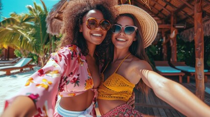 Canvas Print - Friends Taking Beach Selfie