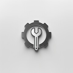 Poster - A minimalistic logo showcasing a gear with a wrench integrated, symbolizing tools and engineering services effectively. Generative AI