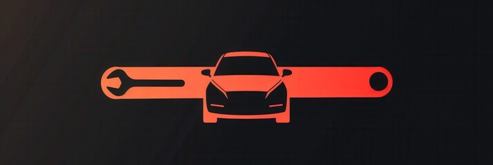 Aufkleber - The logo showcases a silhouette of a car prominently displayed alongside a wrench, symbolizing car maintenance and repair activities. Generative AI