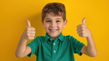 Wall Mural - The boy with thumbs up