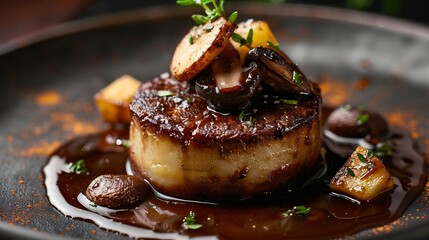 Wall Mural - exquisite Potato Confit and Mushroom Truffle Fine Dining This highquality image captures the artistry and sophistication of a gourmet meal : Generative AI