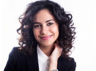 Poster - Brunette Executive Woman In Suit Isolated On White Background