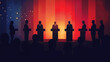 © Kafka - Silhouette of politician debate on stage on minimal background