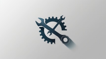 Aufkleber - A logo combines a wrench and a gear in a modern design symbolizing engineering, tools, and repair services. Generative AI