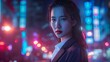 © Halina Berah - An Asian woman in a futuristic sci-fi portrait created by AI.