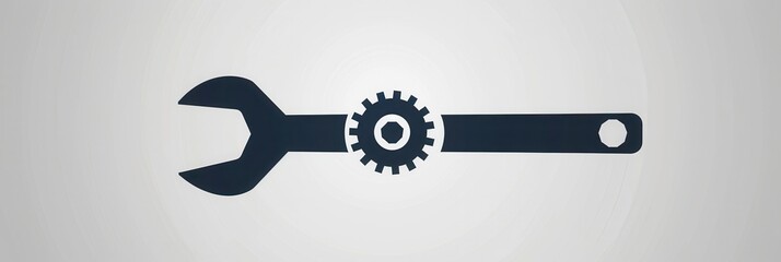 Poster - A minimalistic logo featuring a wrench and gear, symbolizing engineering, tools, and mechanics with a clean design. Generative AI
