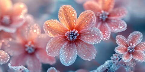 Poster - Delicate Pink Flower Petals Covered in Dew Drops