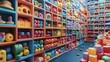 © JCreative - Perfectly Organized Rows of Identical Children s Toys Reflecting Uniformity and Order