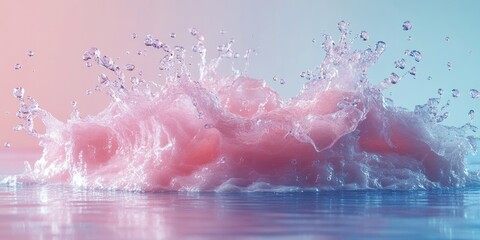 Wall Mural - Abstract Pink Water Splash with Bubbles