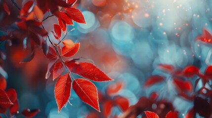 Leinwandbilder - defocused red leaves perfect autumn background : Generative AI