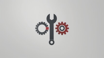 Aufkleber - This simple logo showcases a wrench between two gears, symbolizing mechanics and engineering in a sleek, contemporary design. Generative AI