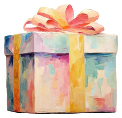 Sticker - PNG Gift box painting white background decoration.