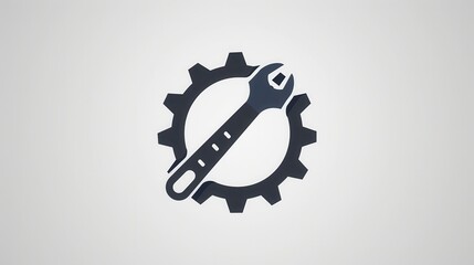 Poster - This logo combines a wrench and gear, symbolizing tools and mechanical processes, set against a smooth, neutral backdrop. Generative AI