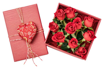 Poster - PNG Gift box with bouquet flower plant rose.